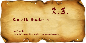 Kaszik Beatrix névjegykártya